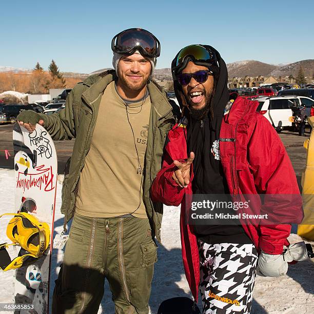 Actor Kellan Lutz and DJ Lil Jon attend Oakley Learn To Ride With AOL at Sundance on January 18, 2014 in Park City, Utah.