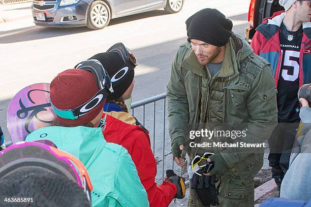 Actor Kellan Lutz and children attend Oakley Learn To Ride With AOL At Sundance on January 18, 2014 in Park City, Utah.