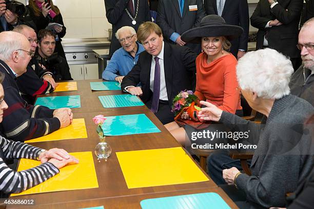 Queen Maxima of The Netherlands and King Willem-Alexander of The Netherlands visit the multi functional centre De Deele on February 17, 2015 in Emmer...