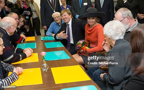 Queen Maxima of The Netherlands and King Willem-Alexander of The Netherlands visit the multi functional venue De Deele on February 17, 2015 in Emmer...