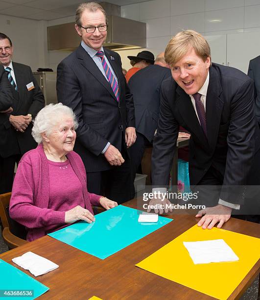 Queen Maxima of The Netherlands and King Willem-Alexander of The Netherlands visit the multi functional venue De Deele on February 17, 2015 in Emmer...