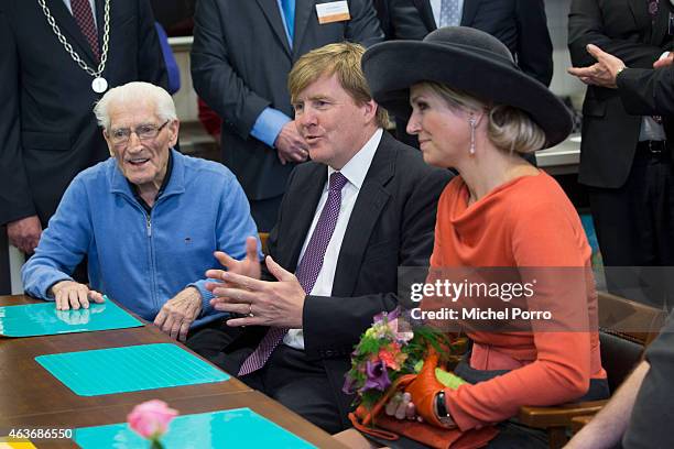 Queen Maxima of The Netherlands and King Willem-Alexander of The Netherlands visit the multi functional venue De Deele on February 17, 2015 in Emmer...