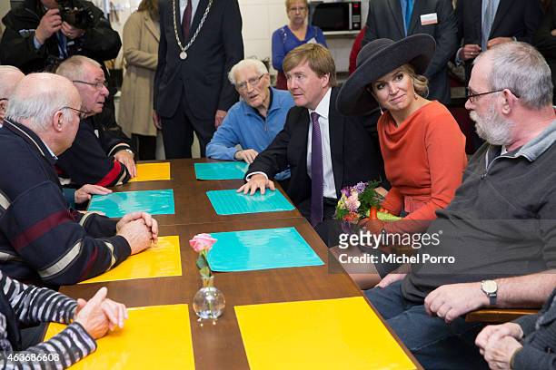 Queen Maxima of The Netherlands and King Willem-Alexander of The Netherlands visit the multi functional venue De Deele on February 17, 2015 in Emmer...