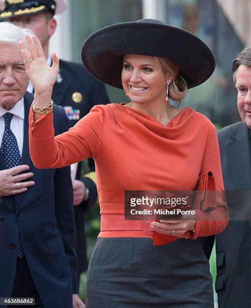 Queen Maxima of The Netherlands visits Stenden College on February 17, 2015 in Emmen, The Netherlands. The royal couple paid a visit to the north...