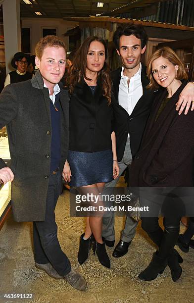 Guy Pelly, Sasha Volkova, Mark Francis Vandelli and Lizzy Wilson attend the Dior 'Diorama' Launch at Dover Street Market on February 17, 2015 in...