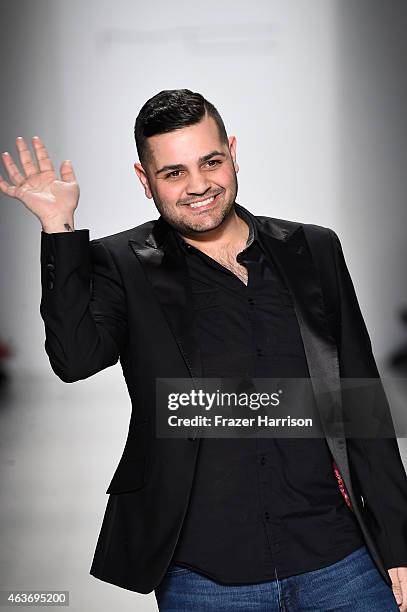 Designer Michael Costello walks the runway at the Michael Costello fashion show during Mercedes-Benz Fashion Week Fall 2015Salon at Lincoln Center on...