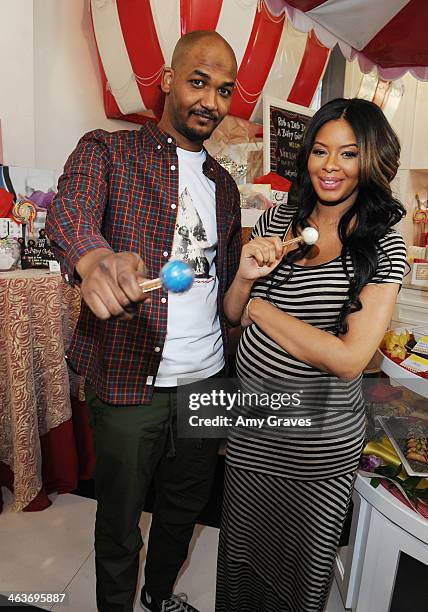 Mike Wayans and Vanessa Simmons attend Vanessa Simmons Baby Shower at Sugar Factory Hollywood on January 18, 2014 in Los Angeles, California.