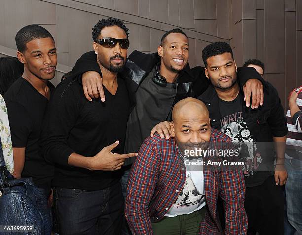Shawn Wayans, Marlon Wayans, Damian Wayans and Mike Wayans attend Vanessa Simmons Baby Shower at Sugar Factory Hollywood on January 18, 2014 in Los...