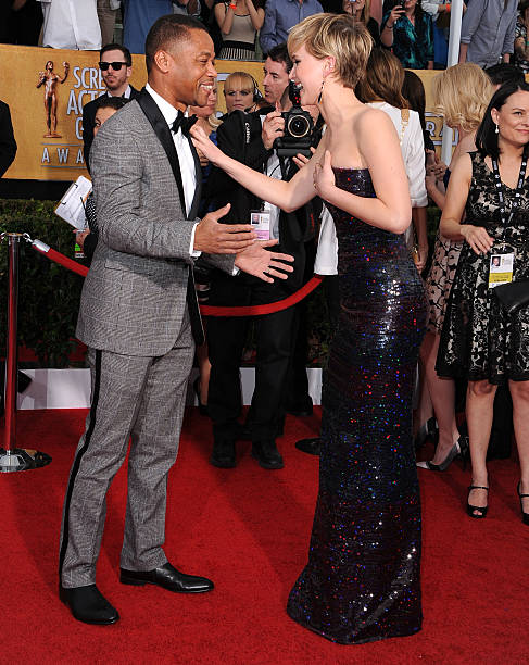 Cuba Gooding Jr. And Jennifer Lawrence arrivals at the 20th Annual Screen Actors Guild Awards at The Shrine Auditorium on January 18, 2014 in Los...