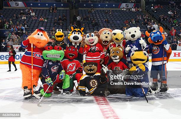 Mascots Youppi of the Montreal Canadiens, Iceburgh of the Pittsburgh Penguins, Sabretooth of the Buffalo Sabres, Stormy of the Carolina Hurricanes,...