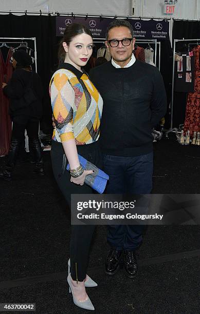 Michelle Trachtenberg and Naeem Khan attends the Naeem Khan - Front Row & Backstage - Mercedes-Benz Fashion Week Fall 2015 at The Theatre at Lincoln...