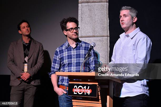 Sundance Film Festival Director of Programming Trevor Groth and directors Jonathan Millot and Cary Murnion attend the "Coties" premiere at the...