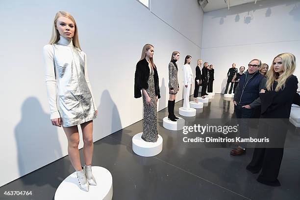 Models pose at the Rachel Zoe presentation during Mercedes-Benz Fashion Week Fall 2015 at Affirmation Arts on February 17, 2015 in New York City.