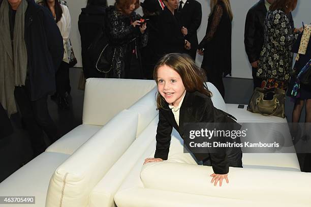 Rachel Zoe's son Skyler Berman attend the Rachel Zoe presentation during Mercedes-Benz Fashion Week Fall 2015 at Affirmation Arts on February 17,...
