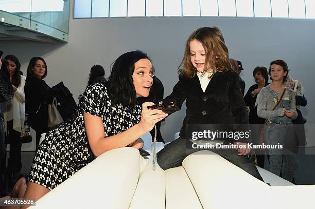 Leigh Lezark and Rachel Zoe's son Skyler Berman attend the Rachel Zoe presentation during Mercedes-Benz Fashion Week Fall 2015 at Affirmation Arts on...