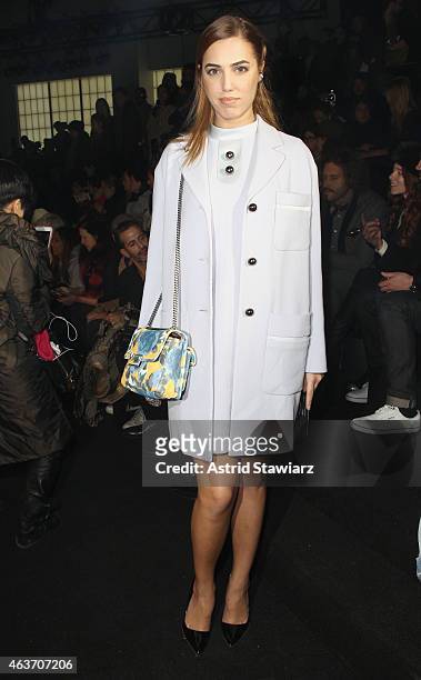 Model Amber Le Bon attends the Marc By Marc Jacobs fashion show during Mercedes-Benz Fashion Week Fall 2015 at Pier 94 on February 17, 2015 in New...