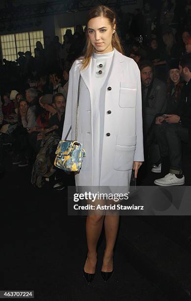 Model Amber Le Bon attends the Marc By Marc Jacobs fashion show during Mercedes-Benz Fashion Week Fall 2015 at Pier 94 on February 17, 2015 in New...