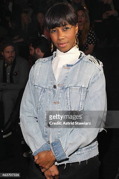 Santigold attends the Marc By Marc Jacobs fashion show during Mercedes-Benz Fashion Week Fall 2015 at Pier 94 on February 17, 2015 in New York City.