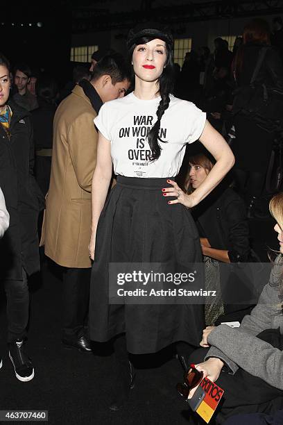 Sarah Sophie Flicker attends the Marc By Marc Jacobs fashion show during Mercedes-Benz Fashion Week Fall 2015 at Pier 94 on February 17, 2015 in New...