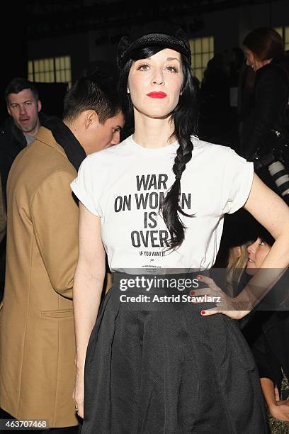 Sarah Sophie Flicker attends the Marc By Marc Jacobs fashion show during Mercedes-Benz Fashion Week Fall 2015 at Pier 94 on February 17, 2015 in New...