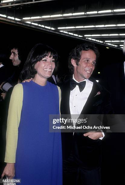 Actor Joel Grey and wife Jo Wilder arrive at the Golden Globe Awards on January 28, 1973 at the Century Plaza Hotel in Los Angeles, California.