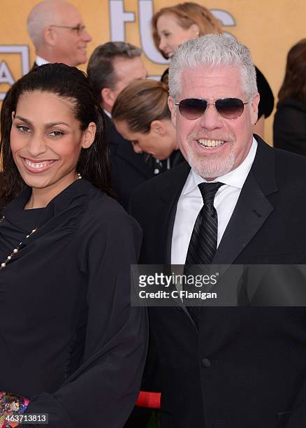 Blake Perlman and Ron Perlman arrive at the 20th Annual Screen Actors Guild Awards at The Shrine Auditorium on January 18, 2014 in Los Angeles,...