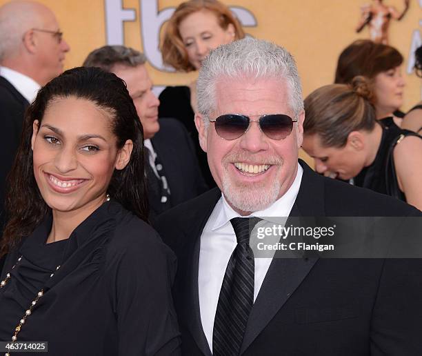 Blake Perlman and Ron Perlman arrive at the 20th Annual Screen Actors Guild Awards at The Shrine Auditorium on January 18, 2014 in Los Angeles,...