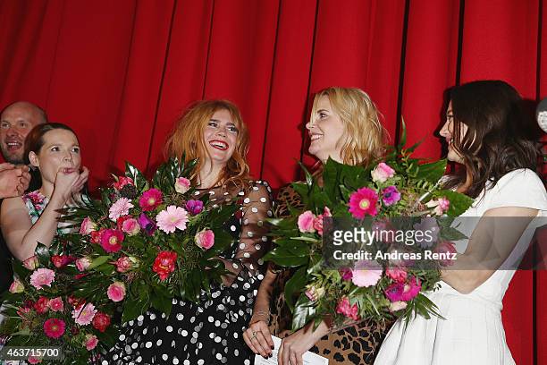 Karoline Herfurth, Palina Rojinski, Anika Decker and Hannah Herzsprung attend the Traumfrauen premiere at CineStar on February 17, 2015 in Berlin,...