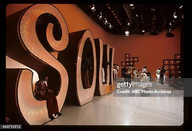 Airdate: April 14, 1973. PRODUCTION SHOT OF STAGE SET WITH MALO PERFORMING IN BACKGROUND