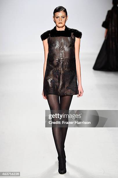 Model Alisar Ailabouni walks the runway at the Zang Toi fashion show during Mercedes-Benz Fashion Week Fall 2015 at The Salon at Lincoln Center on...