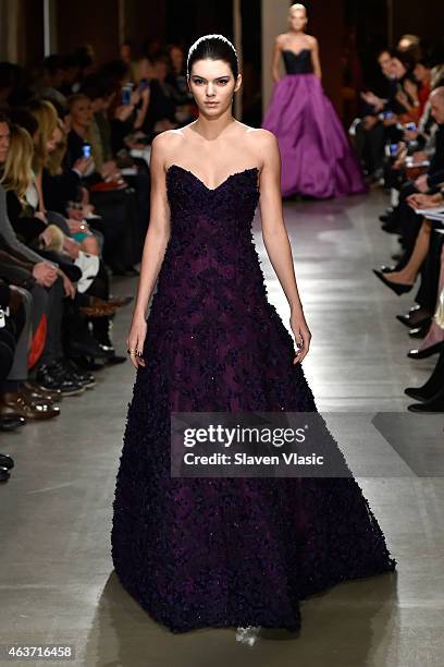 Model Kendall Jenner walks the runway at the Oscar De La Renta fashion show during Mercedes-Benz Fashion Week Fall 2015 on February 17, 2015 in New...