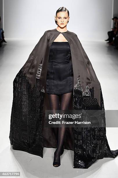 Model walks the runway at the Zang Toi fashion show during Mercedes-Benz Fashion Week Fall 2015 at The Salon at Lincoln Center on February 17, 2015...