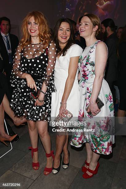 Palina Rojinski, Hannah Herzsprung and Karoline Herfurth attend the 'Traumfrauen' after premiere party on February 17, 2015 in Berlin, Germany.