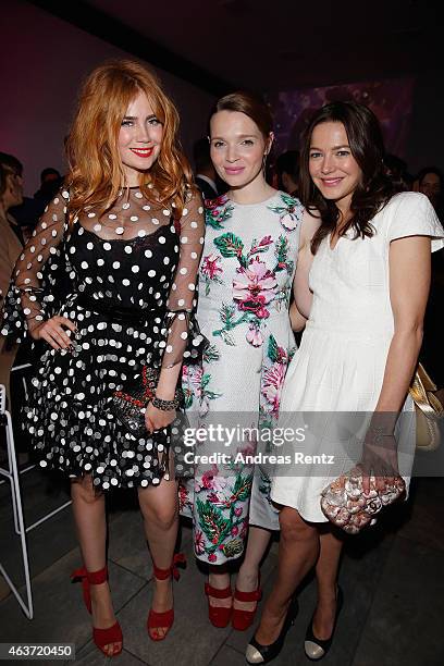 Palina Rojinski, Karoline Herfurth and Hannah Herzsprung attend the 'Traumfrauen' after premiere party on February 17, 2015 in Berlin, Germany.