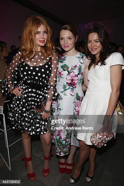 Palina Rojinski, Karoline Herfurth and Hannah Herzsprung attend the 'Traumfrauen' after premiere party on February 17, 2015 in Berlin, Germany.