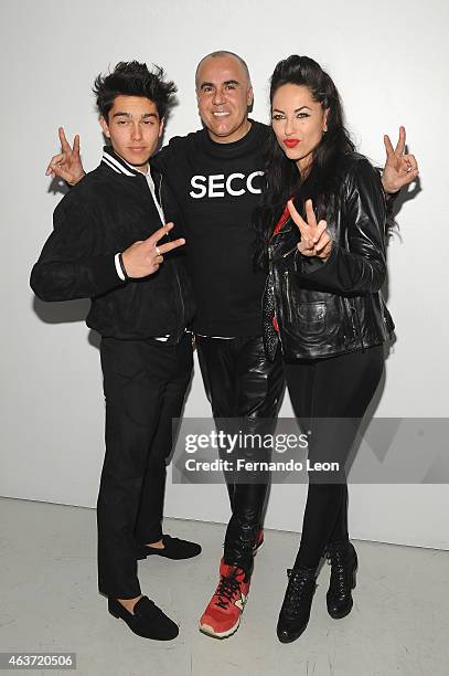 Sergio Mayer Mori, Ricardo Seco and Barbara Mori attends the Ricardo Seco fashion show during Mercedes-Benz Fashion Week Fall 2015 at The New Museum...