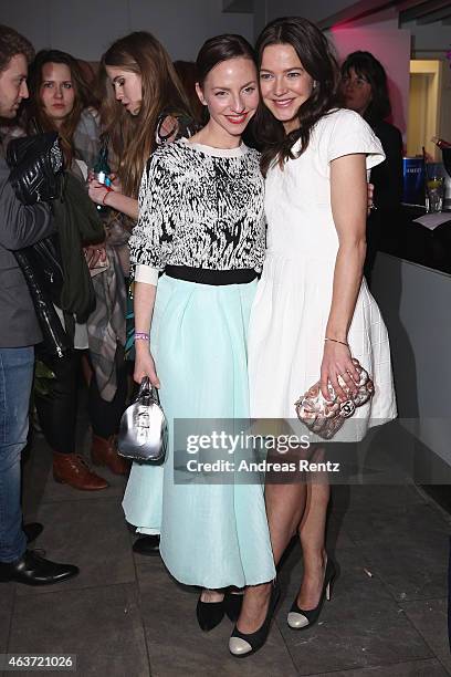 Katharina Schuettler and Hannah Herzsprung attend the 'Traumfrauen' after premiere party on February 17, 2015 in Berlin, Germany.