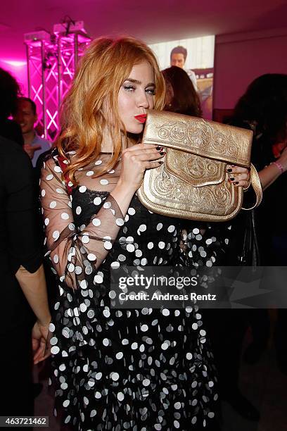 Palina Rojinski wears the 'Traumfrauen' It-Bag by ABURY at the 'Traumfrauen' after premiere party on February 17, 2015 in Berlin, Germany.