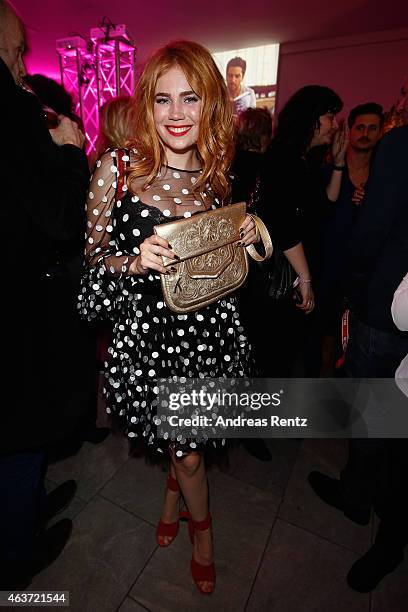 Palina Rojinski wears the 'Traumfrauen' It-Bag by ABURY at the 'Traumfrauen' after premiere party on February 17, 2015 in Berlin, Germany.