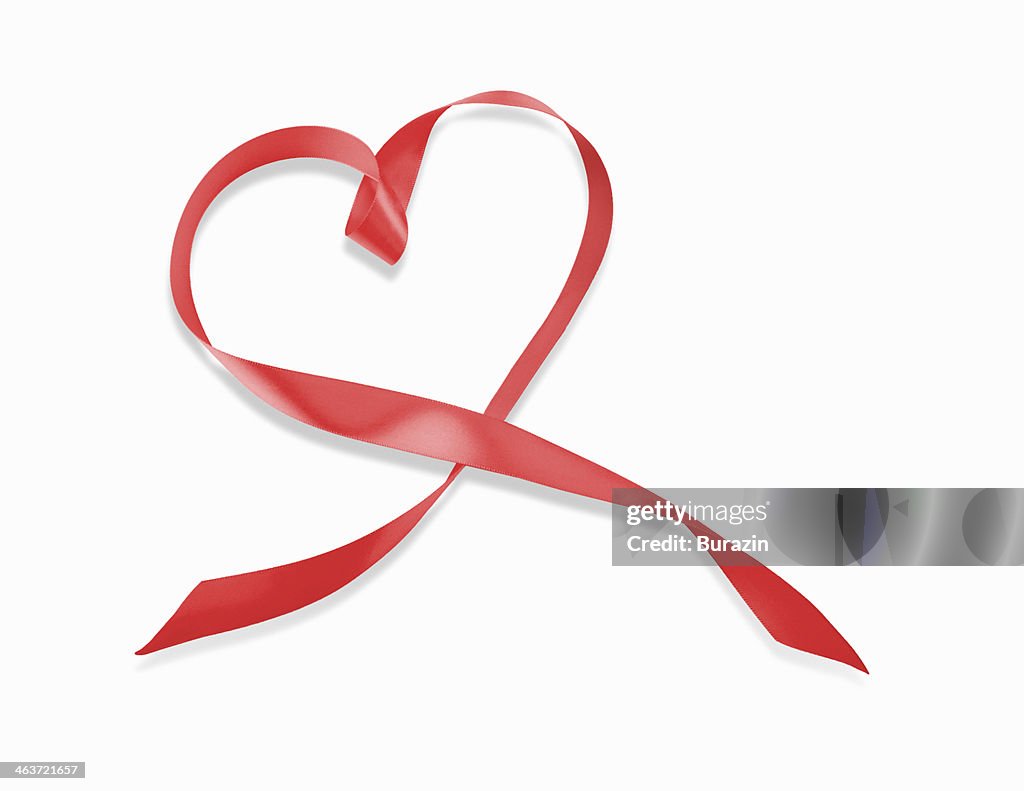 Heart shaped red ribbon