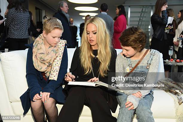 Olivia Stern with Make A Wish Foundation, designer Rachel Zoe and Elicia Stern speak at the Rachel Zoe presentation during Mercedes-Benz Fashion Week...