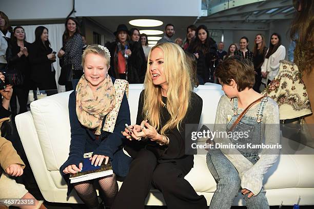 Olivia Stern with Make A Wish Foundation, designer Rachel Zoe and Elicia Stern speak at the Rachel Zoe presentation during Mercedes-Benz Fashion Week...