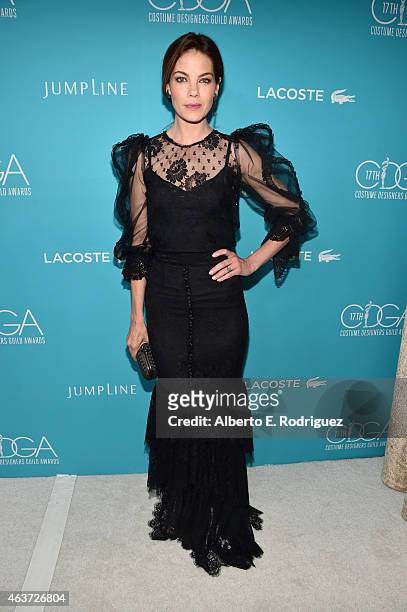 Actress Michelle Monaghan attends the 17th Costume Designers Guild Awards with presenting sponsor Lacoste at The Beverly Hilton Hotel on February 17,...