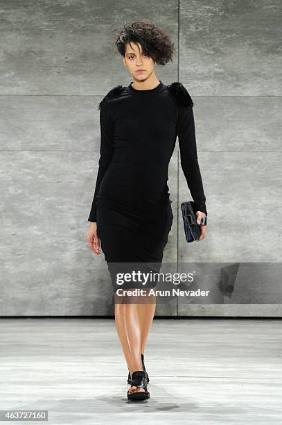 Model walks the runway at the Lupe Gajardo fashion show during Mercedes-Benz Fashion Week Fall 2015 at The Pavilion at Lincoln Center on February 17,...