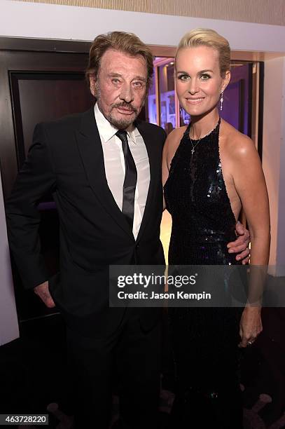 Singer Johnny Hallyday and actress Laeticia Hallyday attend the 17th Costume Designers Guild Awards with presenting sponsor Lacoste at The Beverly...