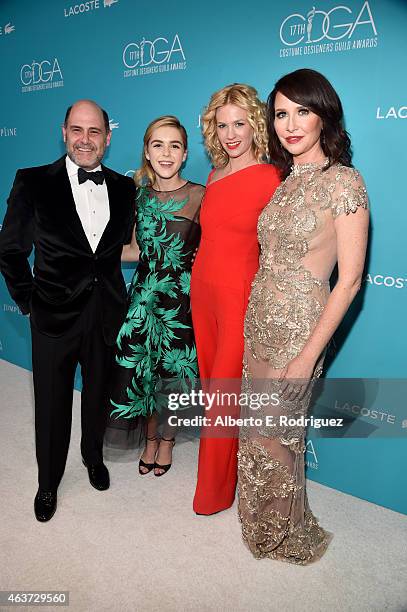 Writer/producer Matthew Weiner, actresses Kiernan Shipka, January Jones and costume designer Janie Bryant attend the 17th Costume Designers Guild...