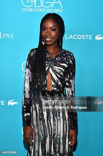 Actress Xosha Roquemore attends the 17th Costume Designers Guild Awards with presenting sponsor Lacoste at The Beverly Hilton Hotel on February 17,...