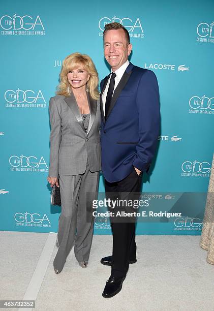 Actress Loni Anderson and Costume designer Christopher Lawrence attend the 17th Costume Designers Guild Awards with presenting sponsor Lacoste at The...