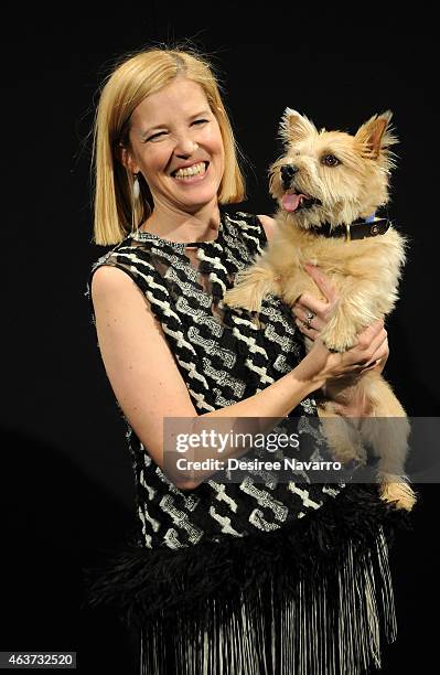 Designer Lela Rose poses backstage at the Lela Rose fashion show during Mercedes-Benz Fashion Week Fall 2015 at The Pavilion at Lincoln Center on...