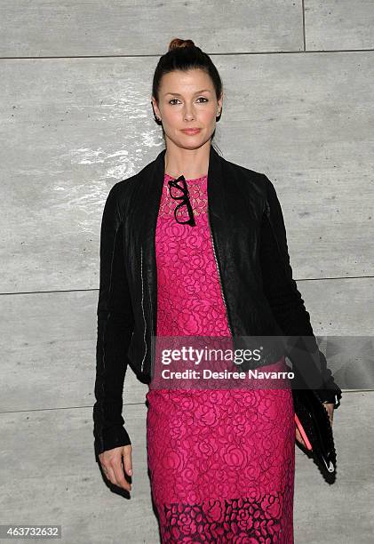 Actress Bridget Moynahan attends the Lela Rose fashion show during Mercedes-Benz Fashion Week Fall 2015 at The Pavilion at Lincoln Center on February...